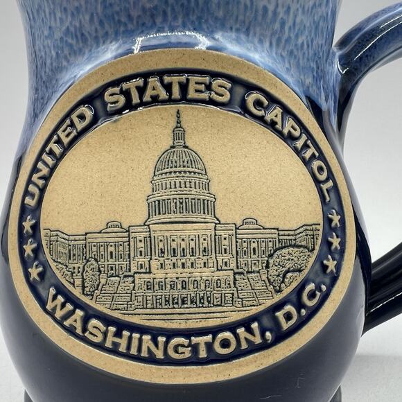 Deneen Pottery 2017 United States Capitol Washington, DC Blue Pot Belly Mug RARE - Picture 3 of 5